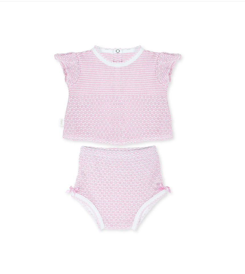 Paty Flutter Sleeve Diaper Set - Pink