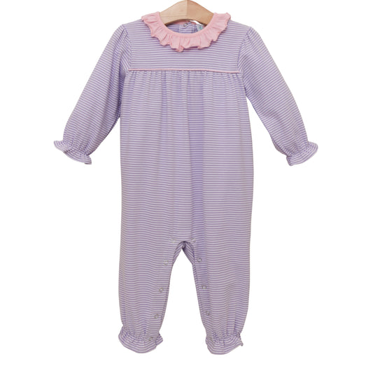 Audrey Romper - Lavender Stripe/Light Pink