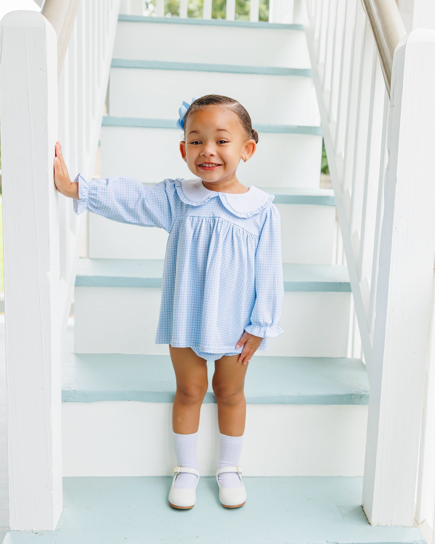 Catherine Diaper Set - Light Blue Windowpane