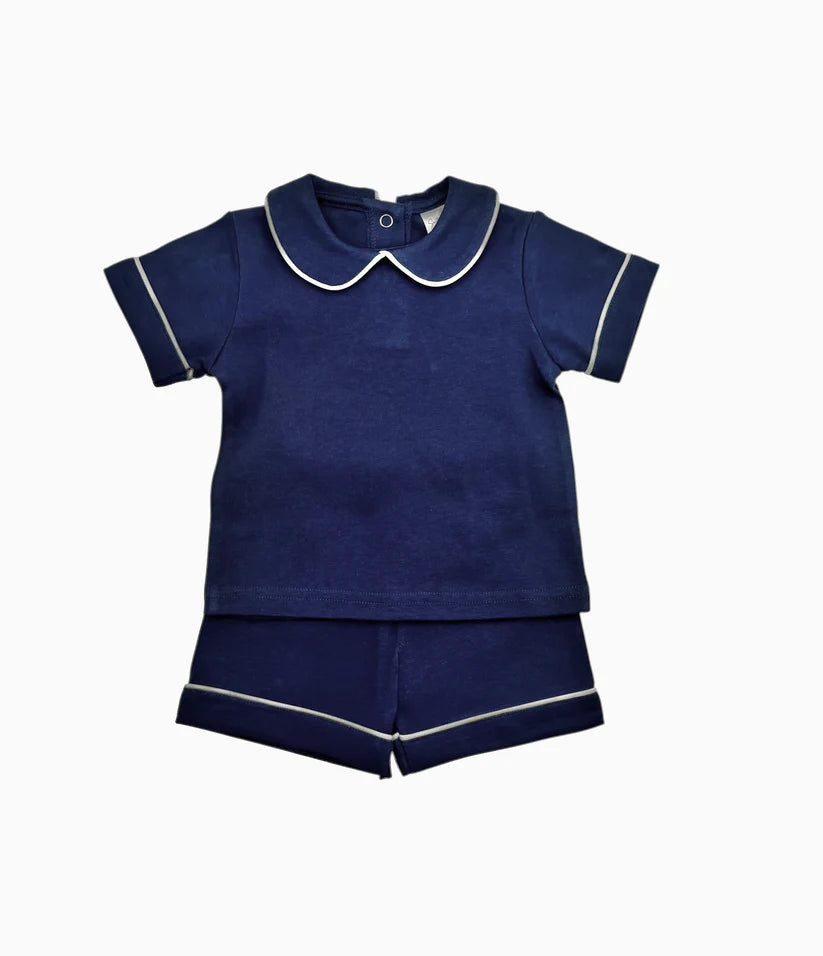 Boys Piping Collar Short Sleeve Set