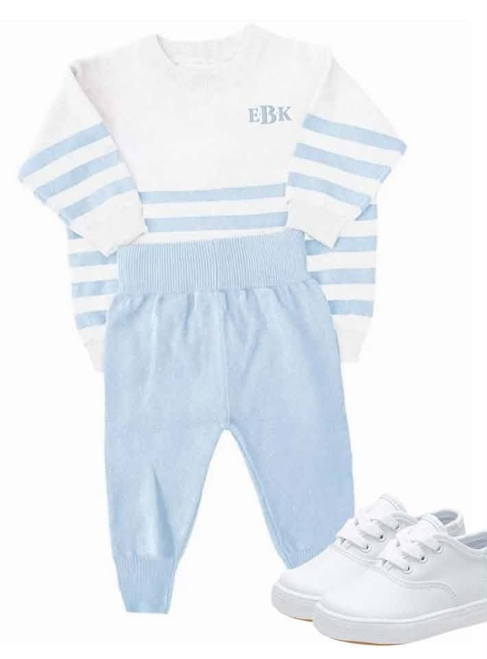 Blue and White Knit Organic Cotton Set