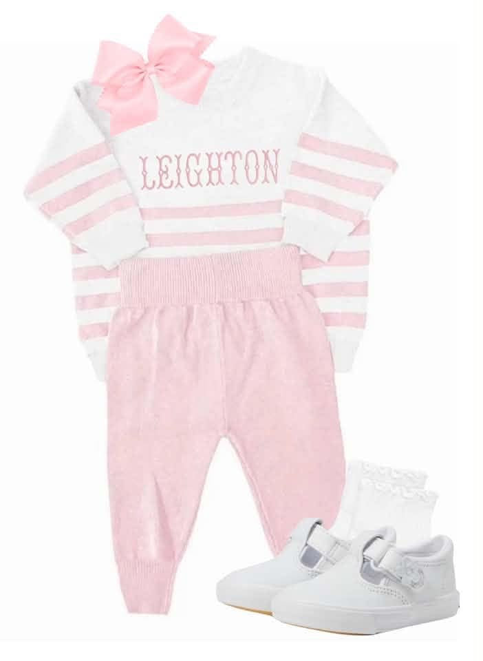 Pink and White Knit Organic Cotton Set