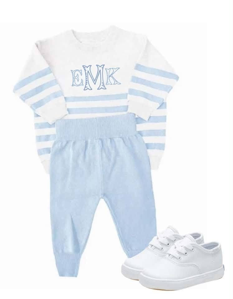 Blue and White Knit Organic Cotton Set