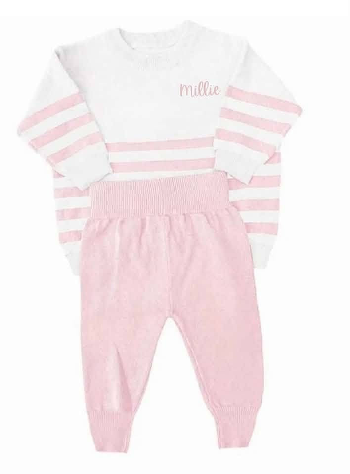 Pink and White Knit Organic Cotton Set
