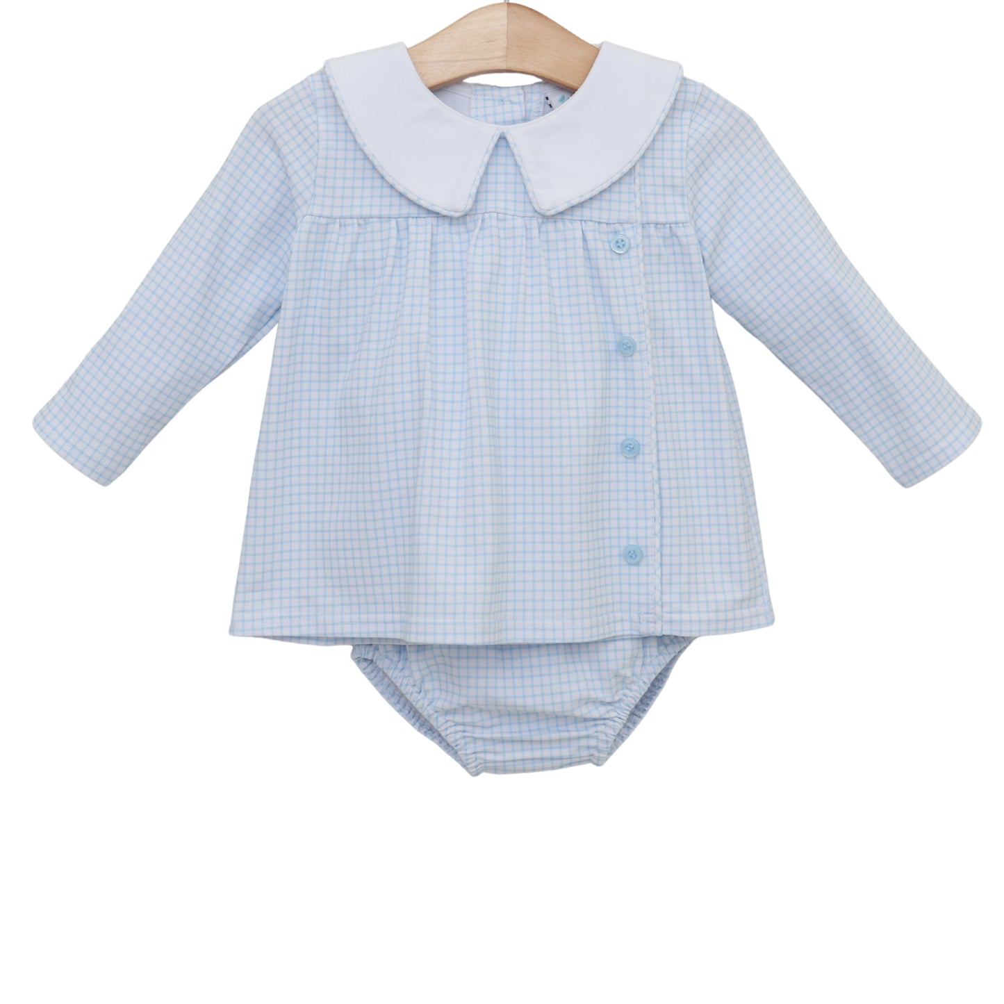 Liam Bloomer Diaper Set - Light Blue Windowpane