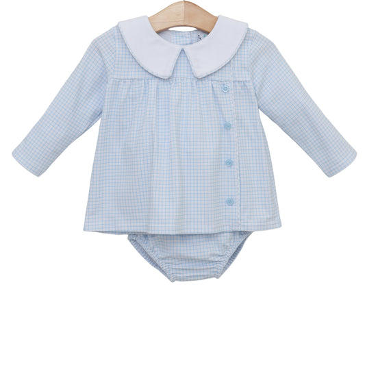 Liam Bloomer Diaper Set - Light Blue Windowpane