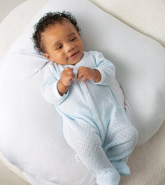 Paty Knit Solid Blue Footie