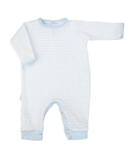 Paty Pinstripe Romper with Pima Trim