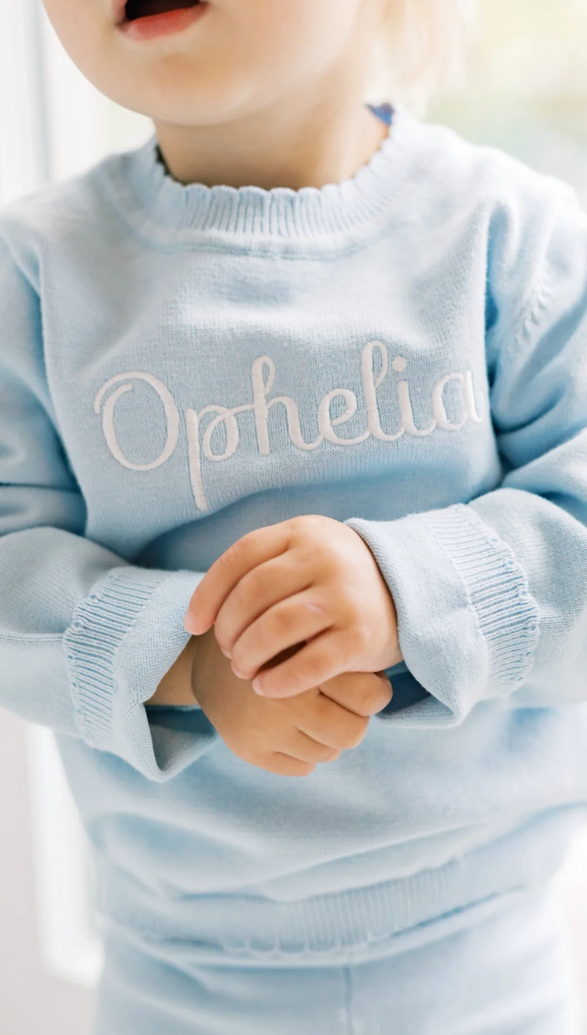 Blue Scallop Organic Cotton Knit Sweater Set - late Oct TAT