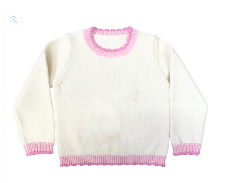 Pink and Cream Scallop Sweater